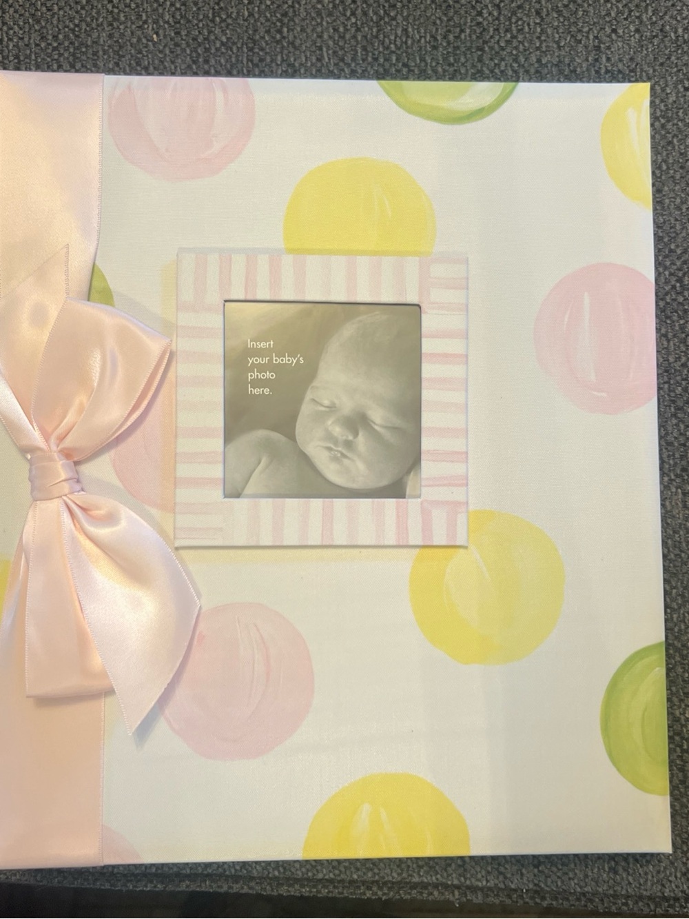 Penny Laine Adoption Baby Memory Book with Satin Bow - Pink Polka Dot Keepsake - Picture 4 of 8
